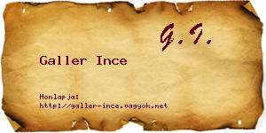Galler Ince névjegykártya